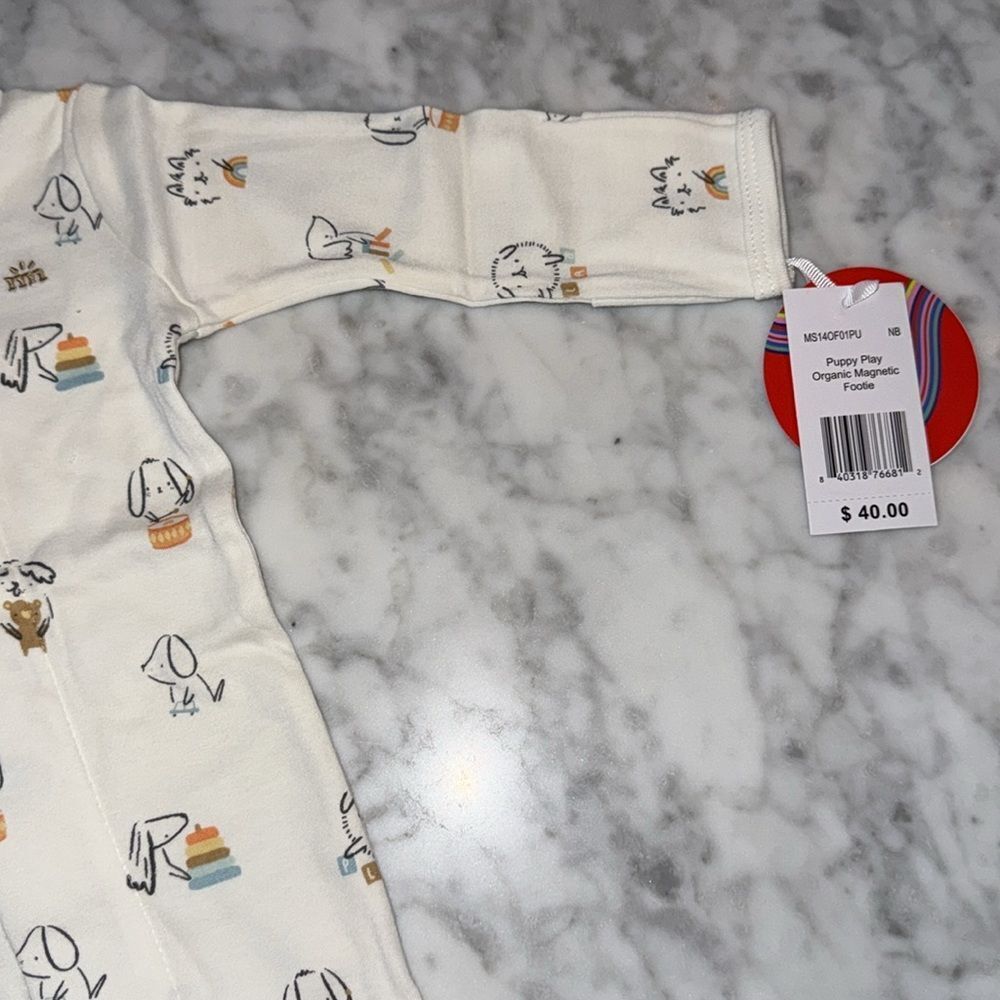 NWT MAGNETIC ME ORGANIC PUPPY FOOTIE - Picture 6 of 7